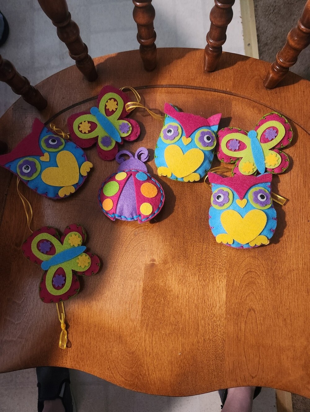 Source Unknown Pink & Blue Felt Owl and Butterfly Toy Set